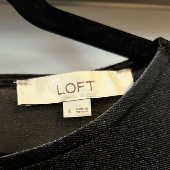 EUC Loft Black Long Sleeved Velvet Top with Bow Beaded Accent in Size Small - Picture 5 of 7